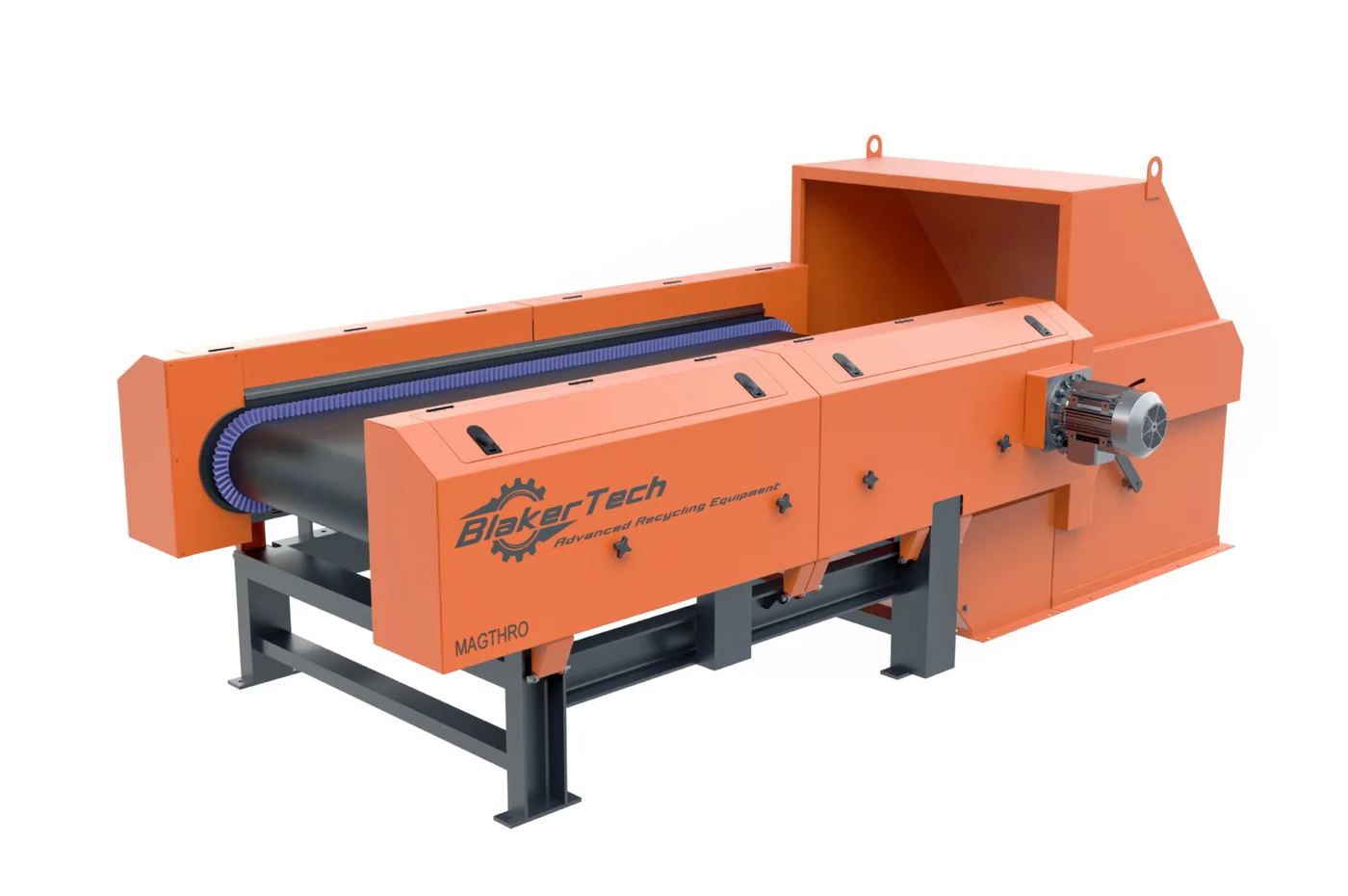 Orange BlakerTech MagThro eddy current separator with conveyor and splitter
